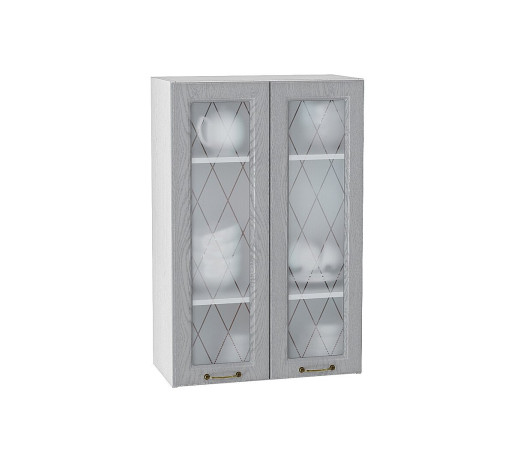 Шкаф верхний с 2-мя остекленными дверцами Ницца, цвет: Дуб серый