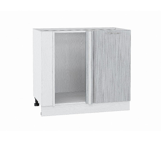 Шкаф нижний угловой Валерия-М, цвет: Серый металлик дождь светлый