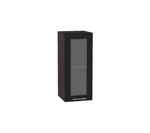 Шкаф верхний с 1-ой остекленной дверцей Валерия-М, цвет: Черный металлик