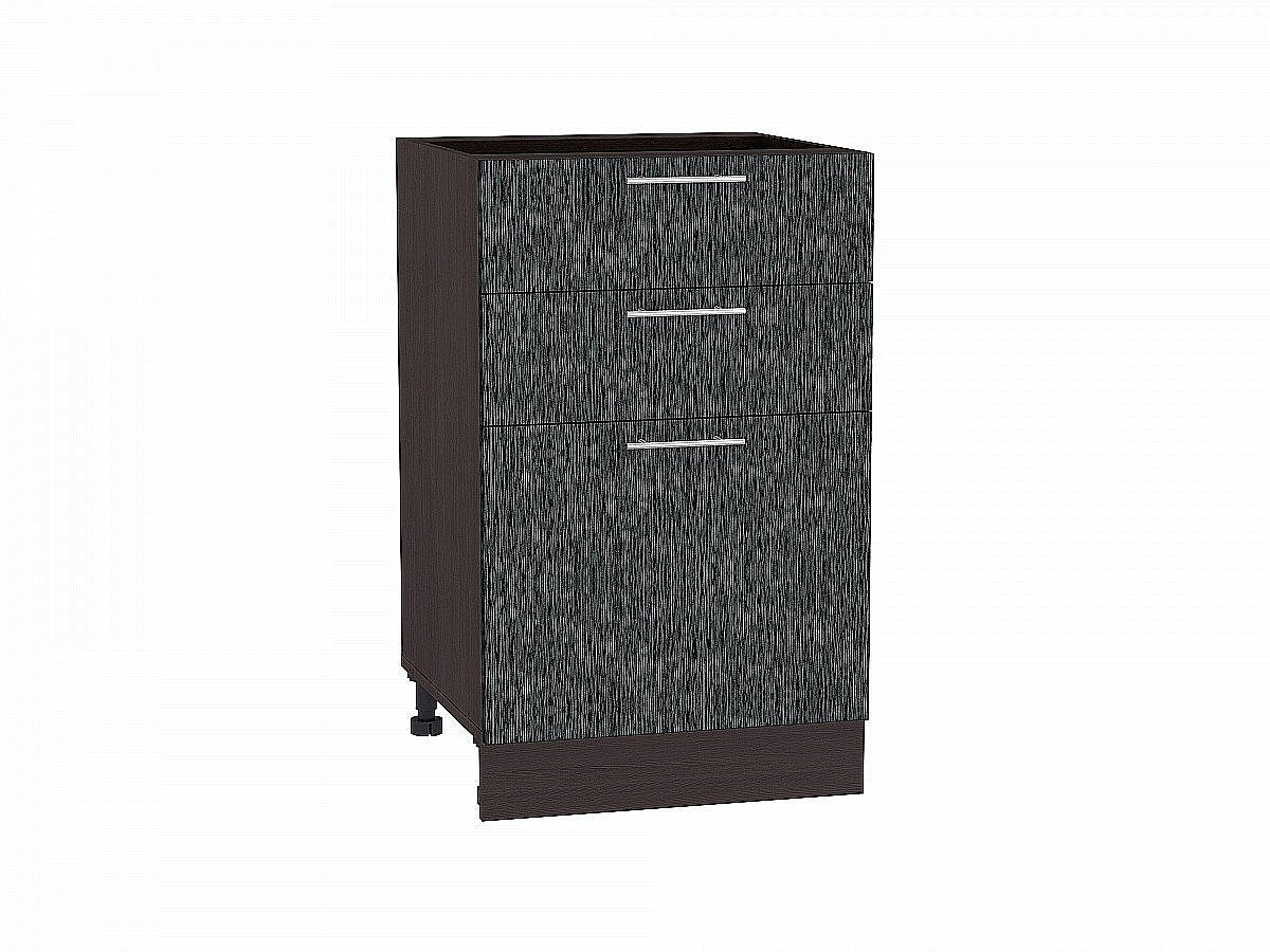 Шкаф нижний с 3-мя ящиками Валерия-М, цвет: Черный металлик дождь Шкаф нижний с 3-мя ящиками Валерия-М, цвет: Черный металлик дождь