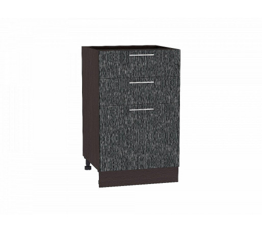 Шкаф нижний с 3-мя ящиками Валерия-М, цвет: Черный металлик дождь