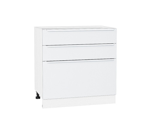 Шкаф нижний с 3-мя ящиками Фьюжн, цвет: Silky White