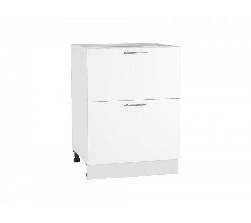 Шкаф нижний с 2-мя ящиками Валерия-М, цвет: Белый глянец