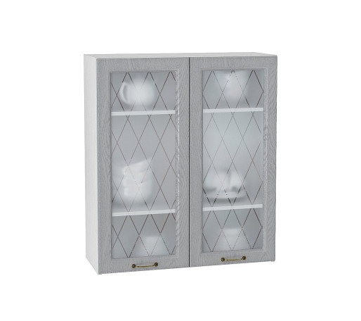 Шкаф верхний с 2-мя остекленными дверцами Ницца, цвет: Дуб серый