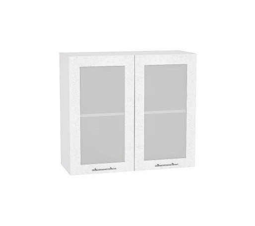 Шкаф верхний с 2-мя остекленными дверцами Валерия-М, цвет: Белый металлик