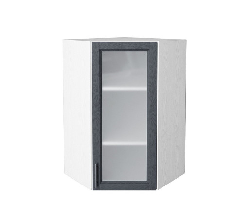 Шкаф верхний угловой остекленный Сканди, цвет: Graphite Softwood