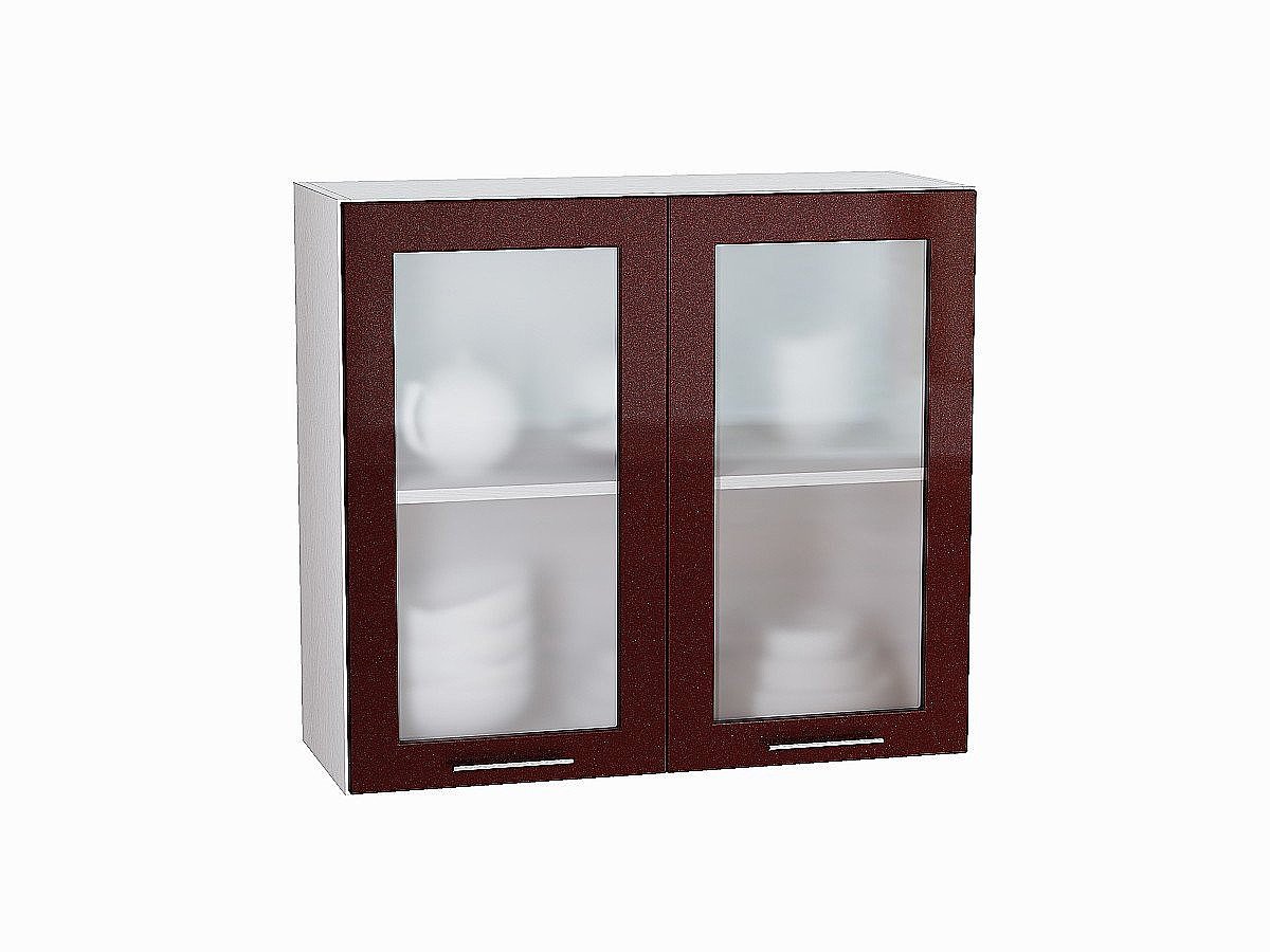 Шкаф верхний с 2-мя остекленными дверцами Валерия-М, цвет: Гранатовый металлик Шкаф верхний с 2-мя остекленными дверцами Валерия-М, цвет: Гранатовый металлик