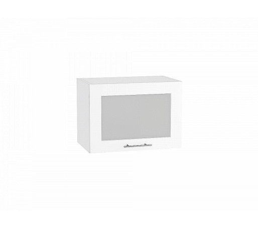 Шкаф верхний горизонтальный остекленный Валерия-М, цвет: Белый глянец