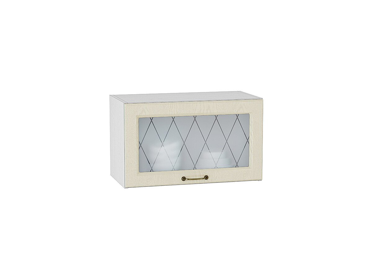 Шкаф верхний горизонтальный остекленный Ницца, цвет: Дуб крем Шкаф верхний горизонтальный остекленный Ницца, цвет: Дуб крем