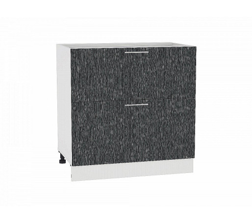 Шкаф нижний с 2-мя ящиками Валерия-М, цвет: Черный металлик дождь