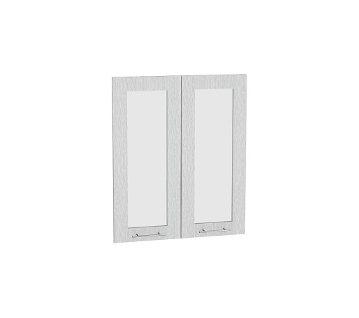 Комплект фасадов Валерия-М со стеклом для каркаса Ф-45 В600, цвет: Серый металлик дождь светлый