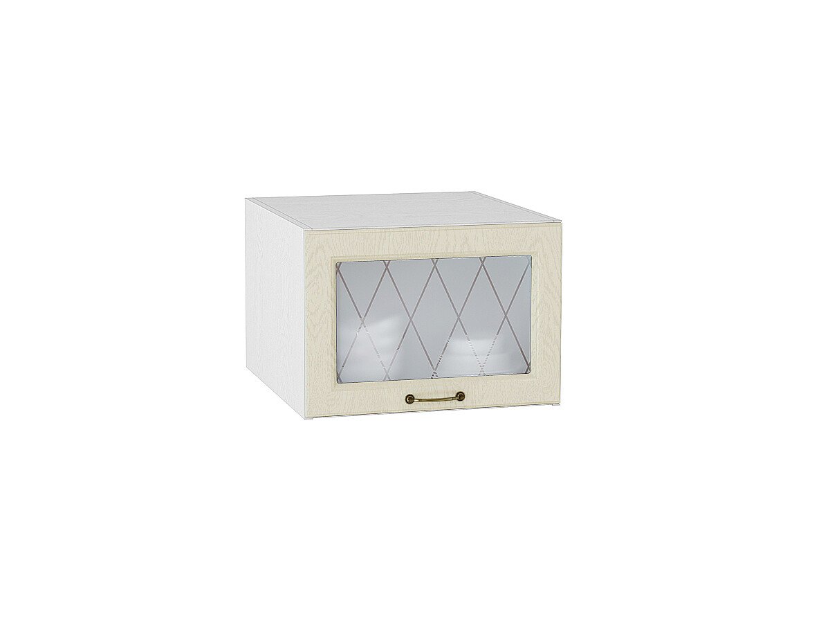 Шкаф верхний горизонтальный остекленный глубокий Ницца, цвет: Дуб крем Шкаф верхний горизонтальный остекленный глубокий Ницца, цвет: Дуб крем