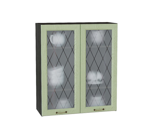 Шкаф верхний с 2-мя остекленными дверцами Ницца, цвет: Дуб оливковый