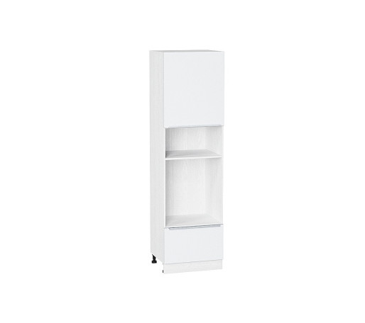 Шкаф пенал с 1-ой дверцей и ящиком под технику Фьюжн, цвет: Silky White